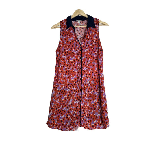 SPLENDID Womens M Floral Print Shirt Shift Casual Drop Waist Button Dress Dainty