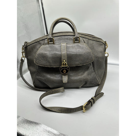 Vintage Dooney Bourke Genuine Santorini Lizard Leather Handbag Strap Lock