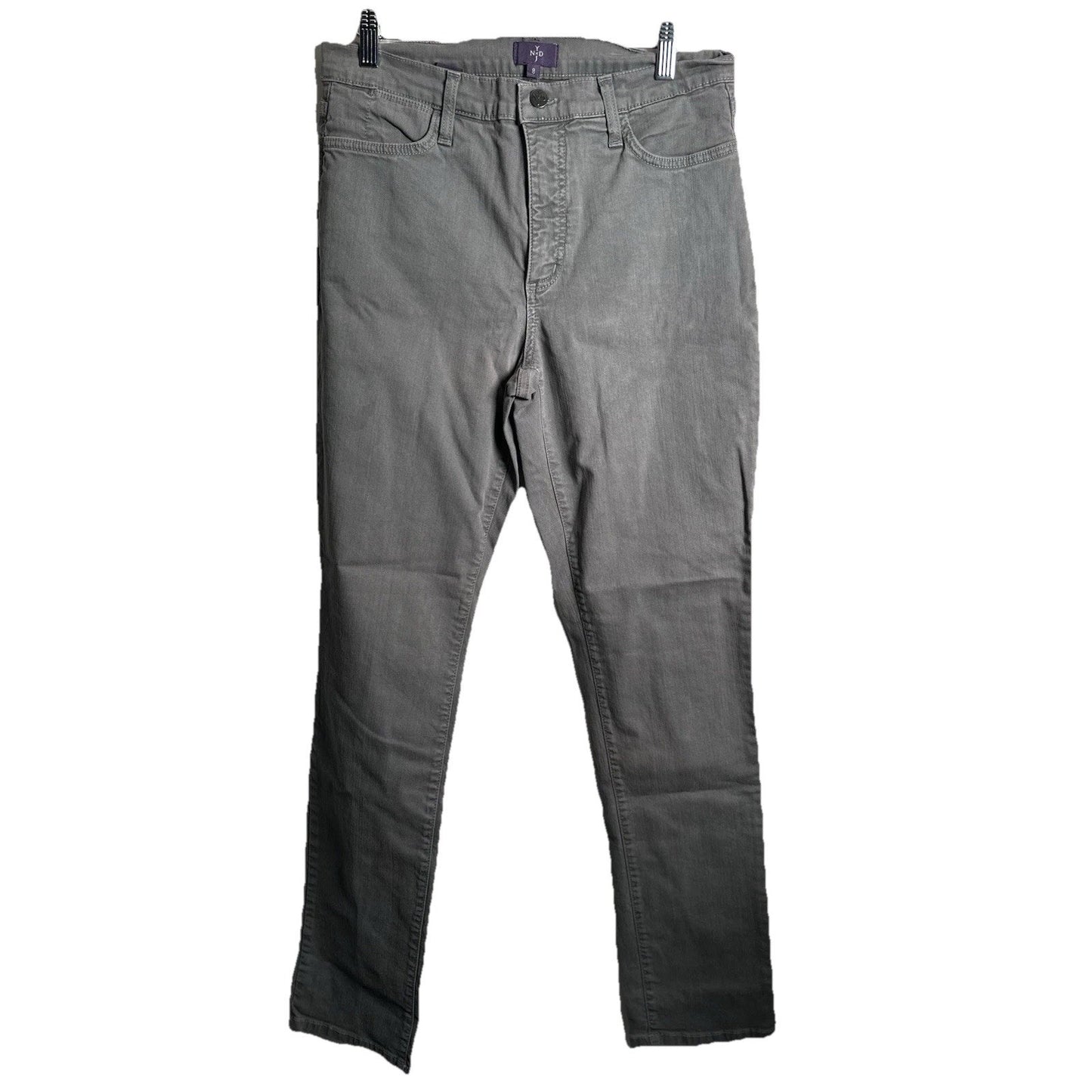 NYDJ Lift & Tuck Jeans Womens Sz 8 Gray Straight Leg Everyday Basic Staple Goth