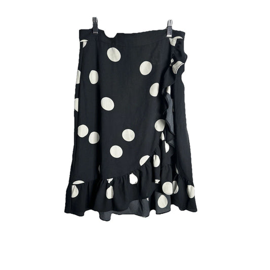 Modcloth It's A Wrap Ruffled A-Line Mini Skirt Women M Black White Polka Dots