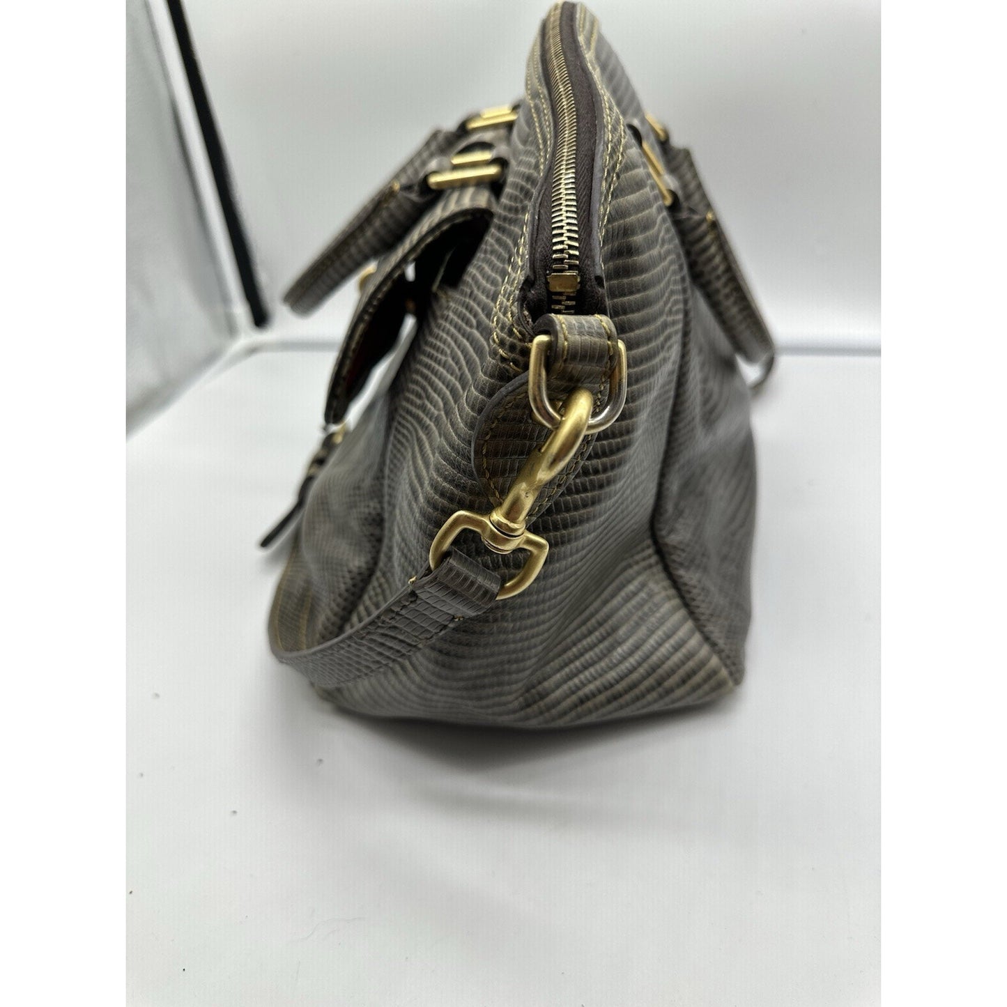Vintage Dooney Bourke Genuine Santorini Lizard Leather Handbag Strap Lock