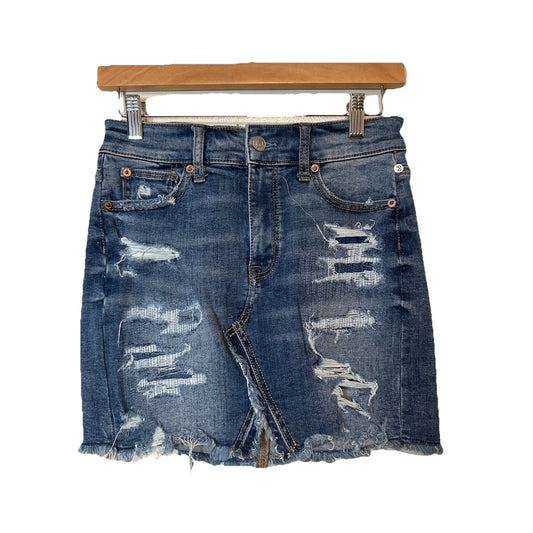 American Eagle Next Level Stretch Mini Skirt Womens 0 Long Destroyed Festival