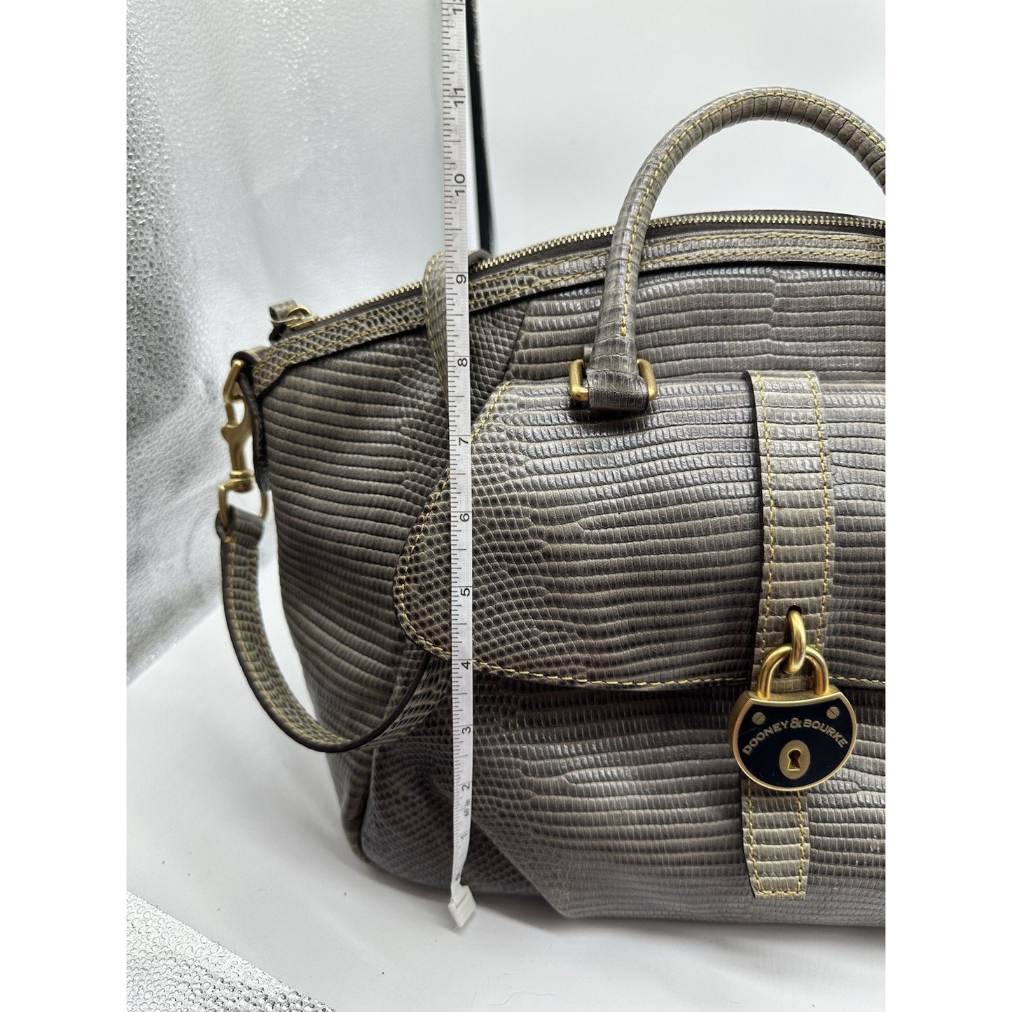 Vintage Dooney Bourke Genuine Santorini Lizard Leather Handbag Strap Lock