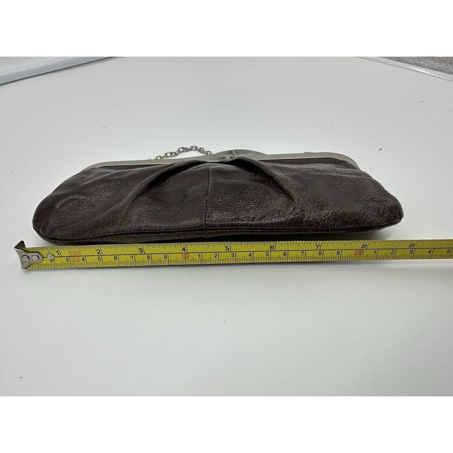 Hobo International Hayley Leather Satchel Clutch Purse Chain Strap Brown Vintage