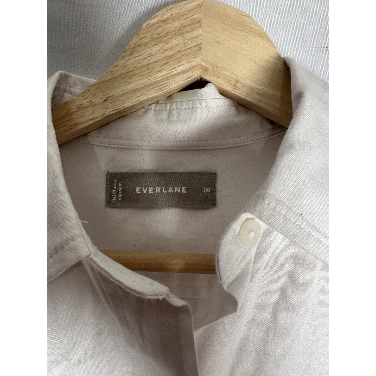 Everlane Button Down Dress White Womens Sz 00 Minimalist Basic Pockets Simple