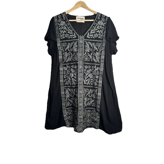 Savanna Jane Embroidered Dress Womens Sz L Boho Dark Cottagecore Hippy Coastal