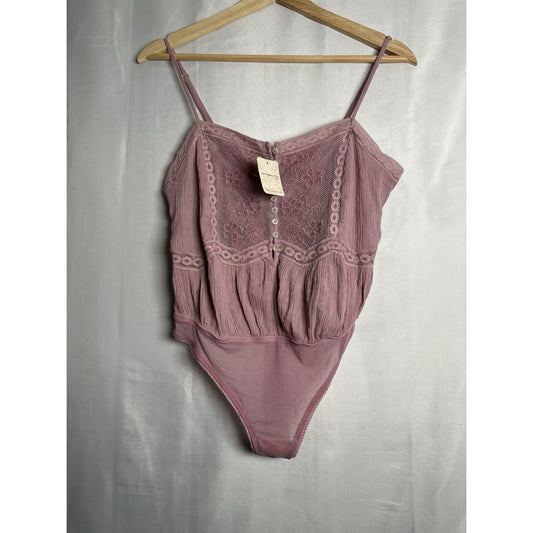 Free People Still The One Bodysuit Womens Sz Xs Oversized Embroidered Lace Baby