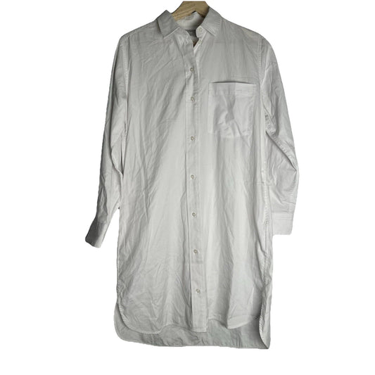 Everlane Button Down Dress White Womens Sz 00 Minimalist Basic Pockets Simple
