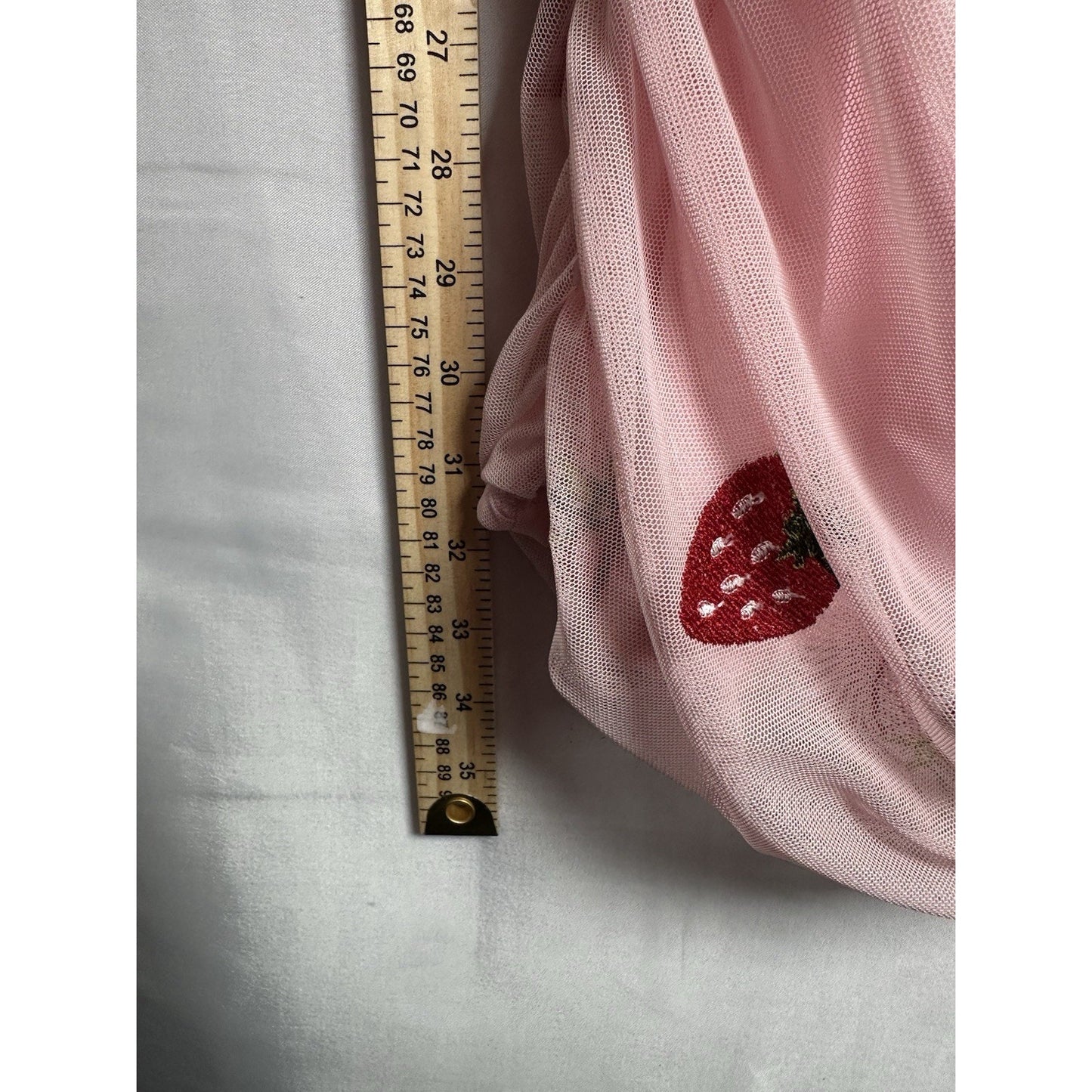 Rue 21 Dress Women S Embroider Strawberry Slinky Mesh Y2K Fairycore Powder Pink