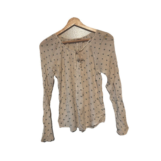 Lovestitch Long Sleeve Top Womens Sz M Peasant Boho Bohemian Tassels Hippie