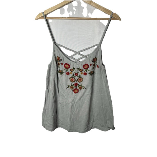 Sundance Embroidered Floral Tank Top Womens Sz M Cottagecore Layers Boxy