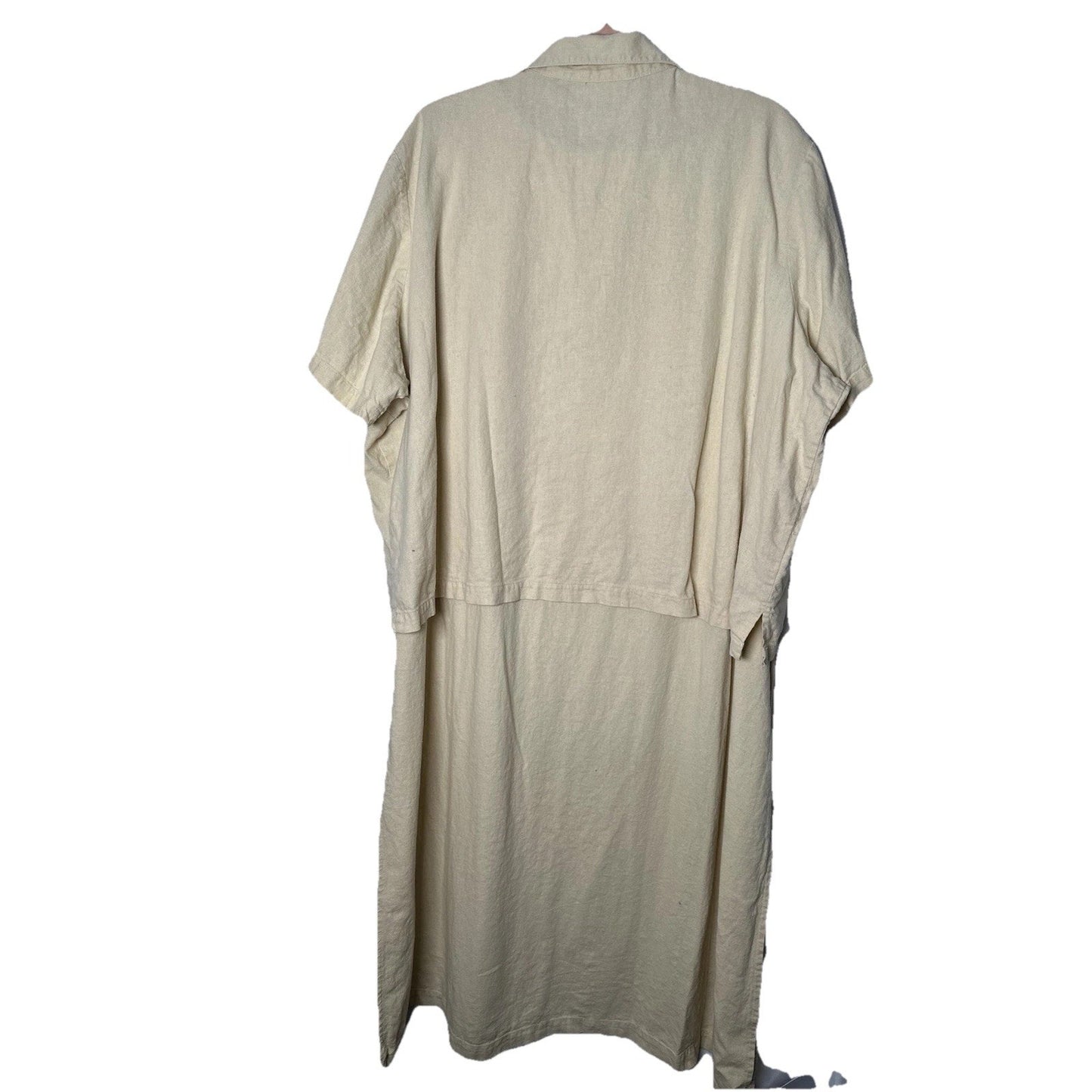 Vintage Jane Ashley 2 Pc Womens Sz 3x Embroidered Linen Rayon Blend Neutral