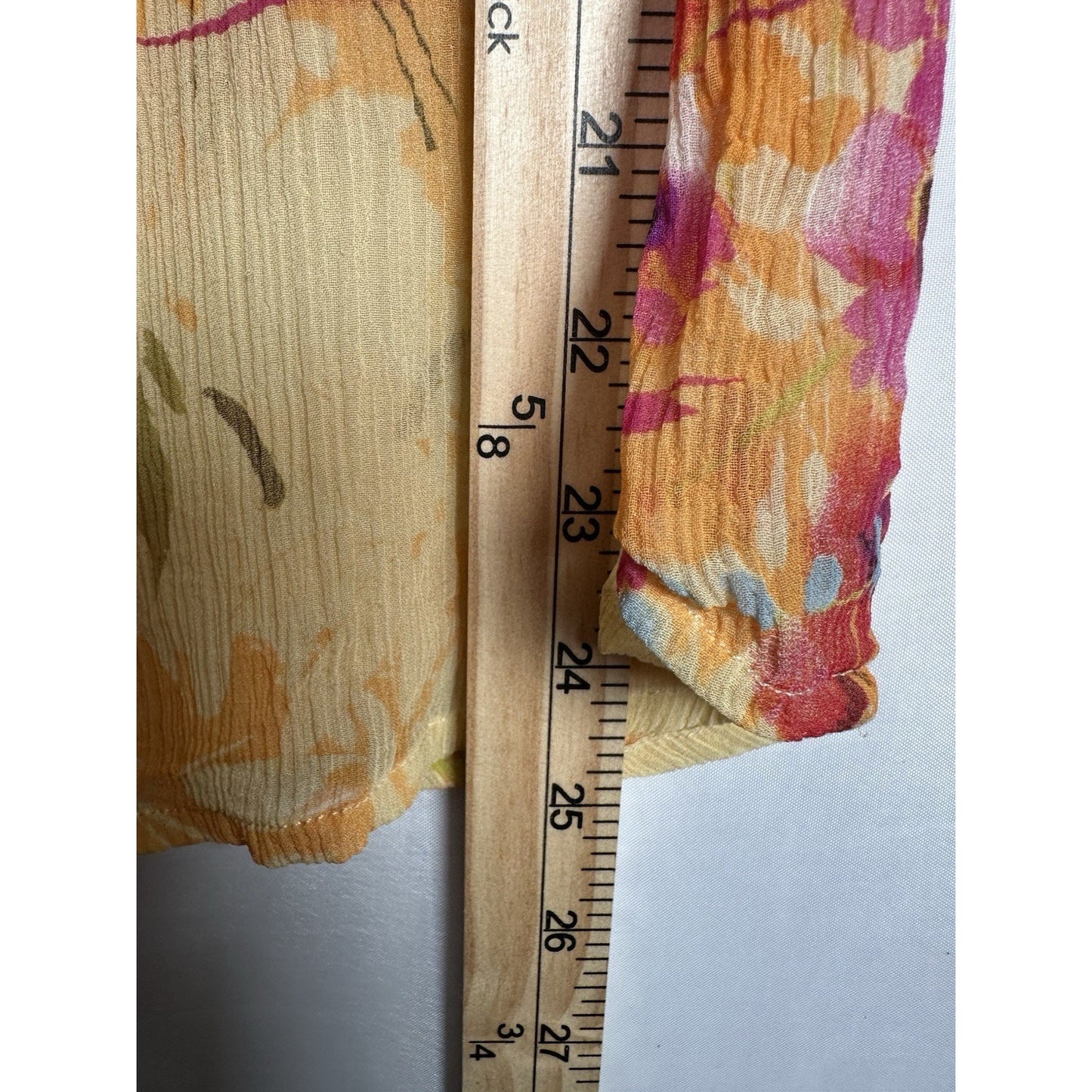 Sundance Womens Small Top 100% SILK Floral Long Sleeve Sheer Bohemian Yellow