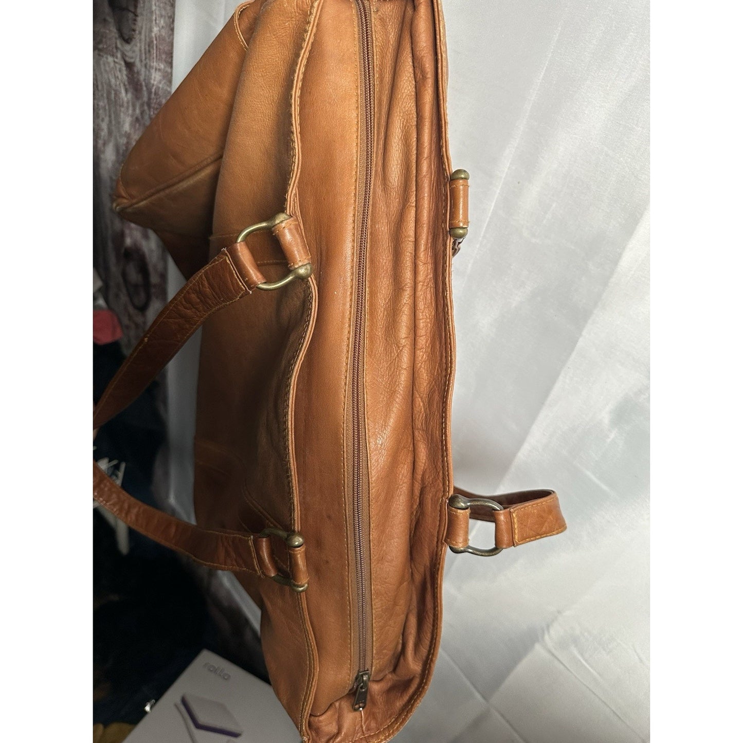 VINTAGE Geniune Leather Tote Bag Briefcase Carry On