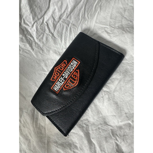 VTG Harley Davidson Y2K Long Wallet Snap Photo Id Slots Embroidered Leather