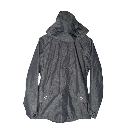 REI Elements Rain Jacket Womens Small Gray Packable Hood Parka Outdoors Hike E1