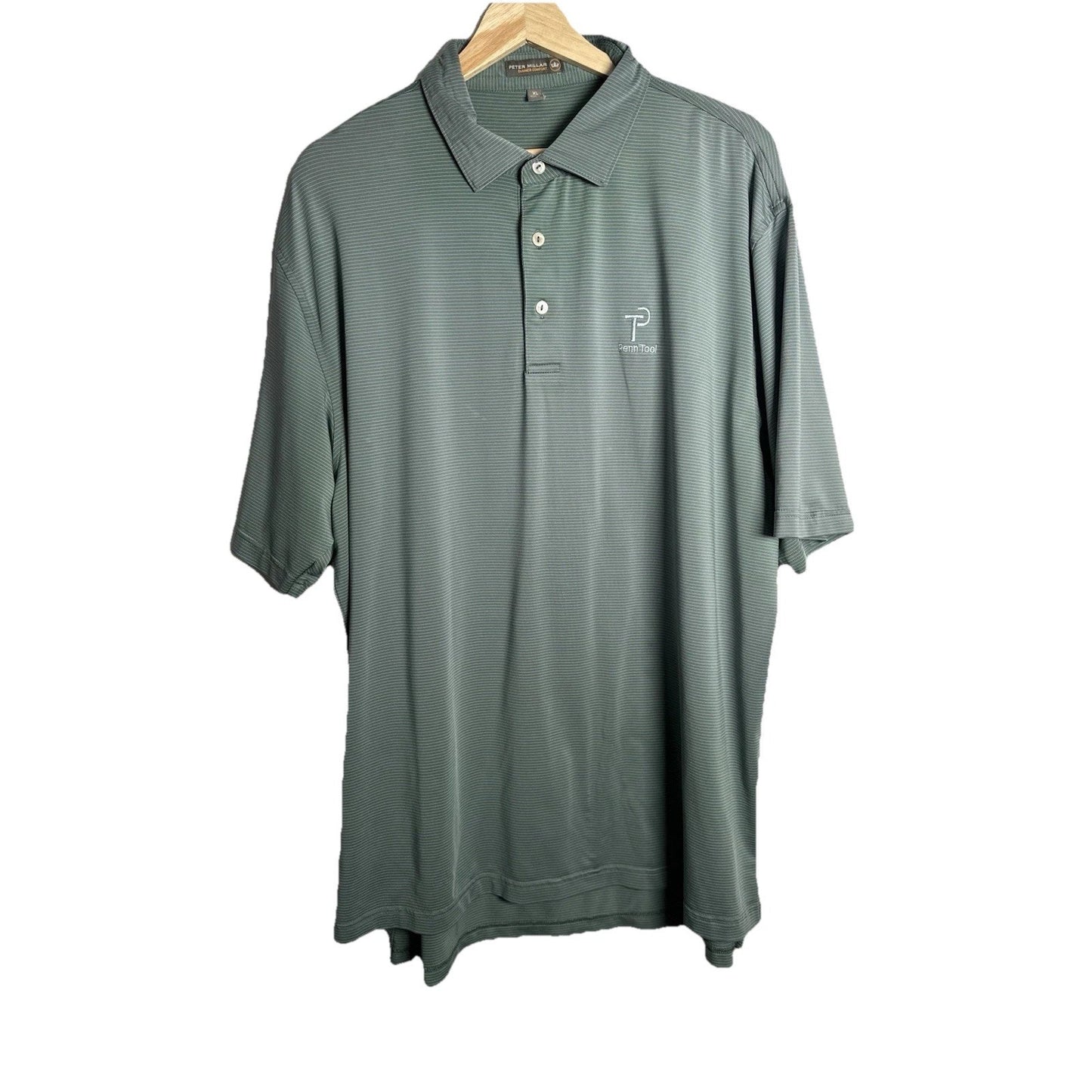 Peter Millar Polo Summer Comfort Mens Sz XL Golfcore Pinstriped Embroidered