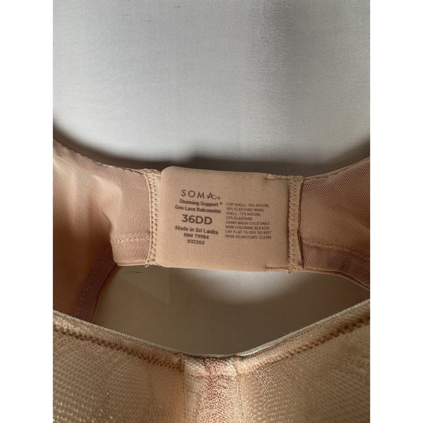Soma Full Coverage Bra womens Sz 36DD Lace Overlay Capsule Underwire