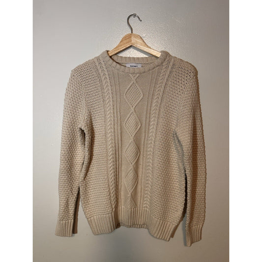 Old Navy Cable Knit Sweater Womens Sz S Fishermen Chunky Oatmeal Fall Pictures
