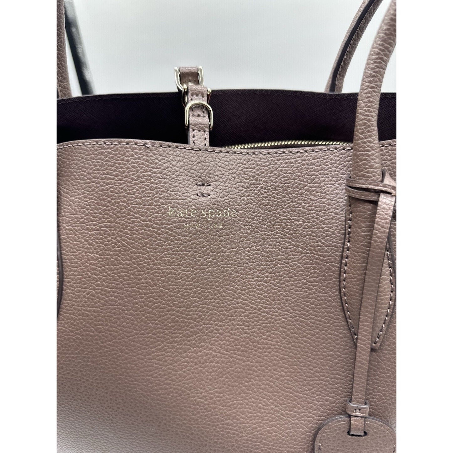 Kate Spade NY Eva Large Leather Tote Shoulder Bag Taupe Careercore ! Orig $449
