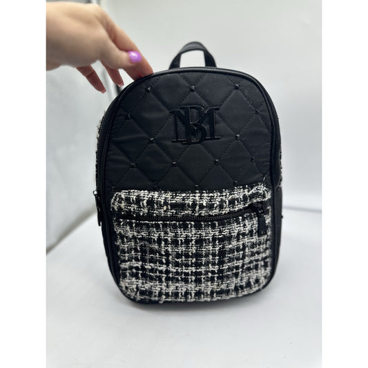 BADGLEY MISCHKA Big Diamond Quilted Nylon Backpack NWT Black White MSRP $169