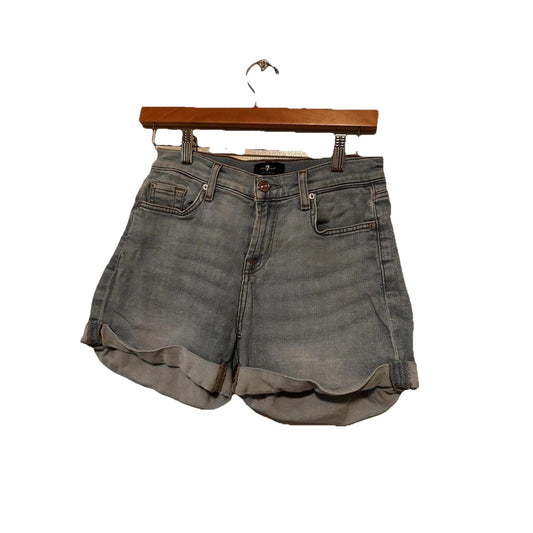 7 For All Mankind Rolled Hem Shorts Womens Sz 24 Light Wash Beachy High Rise