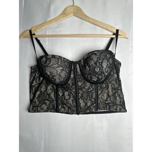 Say What? Floral Lace Bustier Corset Top Womens Sz M Romantic Whimisgoth