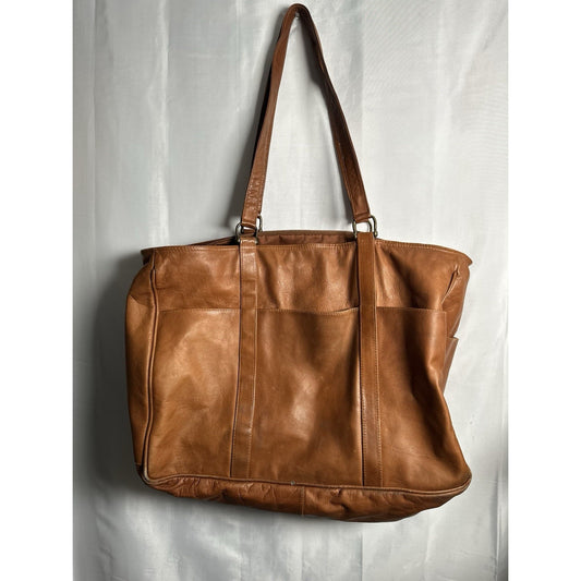 VINTAGE Geniune Leather Tote Bag Briefcase Carry On
