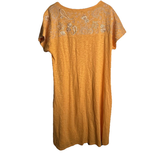 Soft Surroundings Shift Dress Womens Sz M Embroidered Cottagecore Tangerine