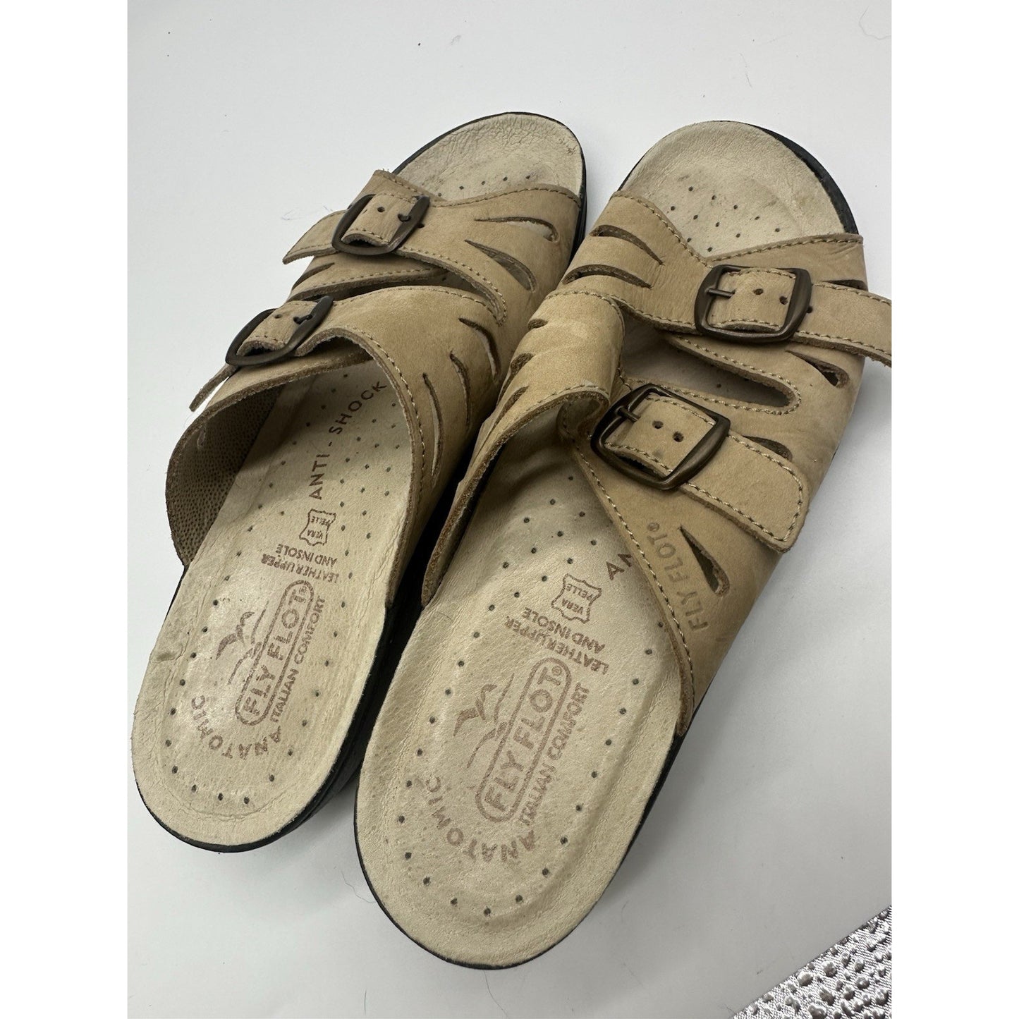 Fly Flot Sandals Womens Size EU 39 US 8.5 Dana Italian Leather Double Buckle G1