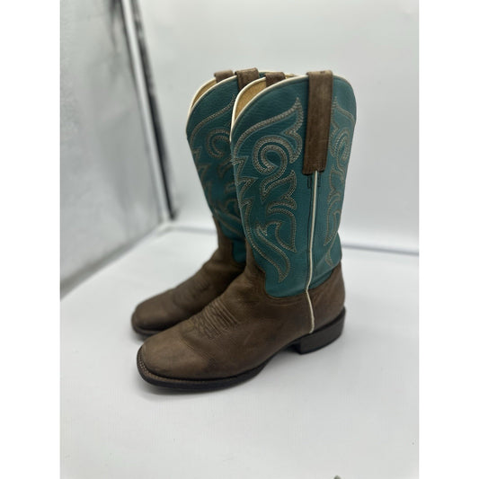 ROPER Womens LULU South Western Cowboy Boots size 6 Brown/Turquoise Cowgirlcore