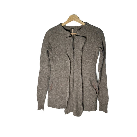 Free People Wool Cardigan Womens Sz M Hook & Eye Peasant Cottagecore Cabincore