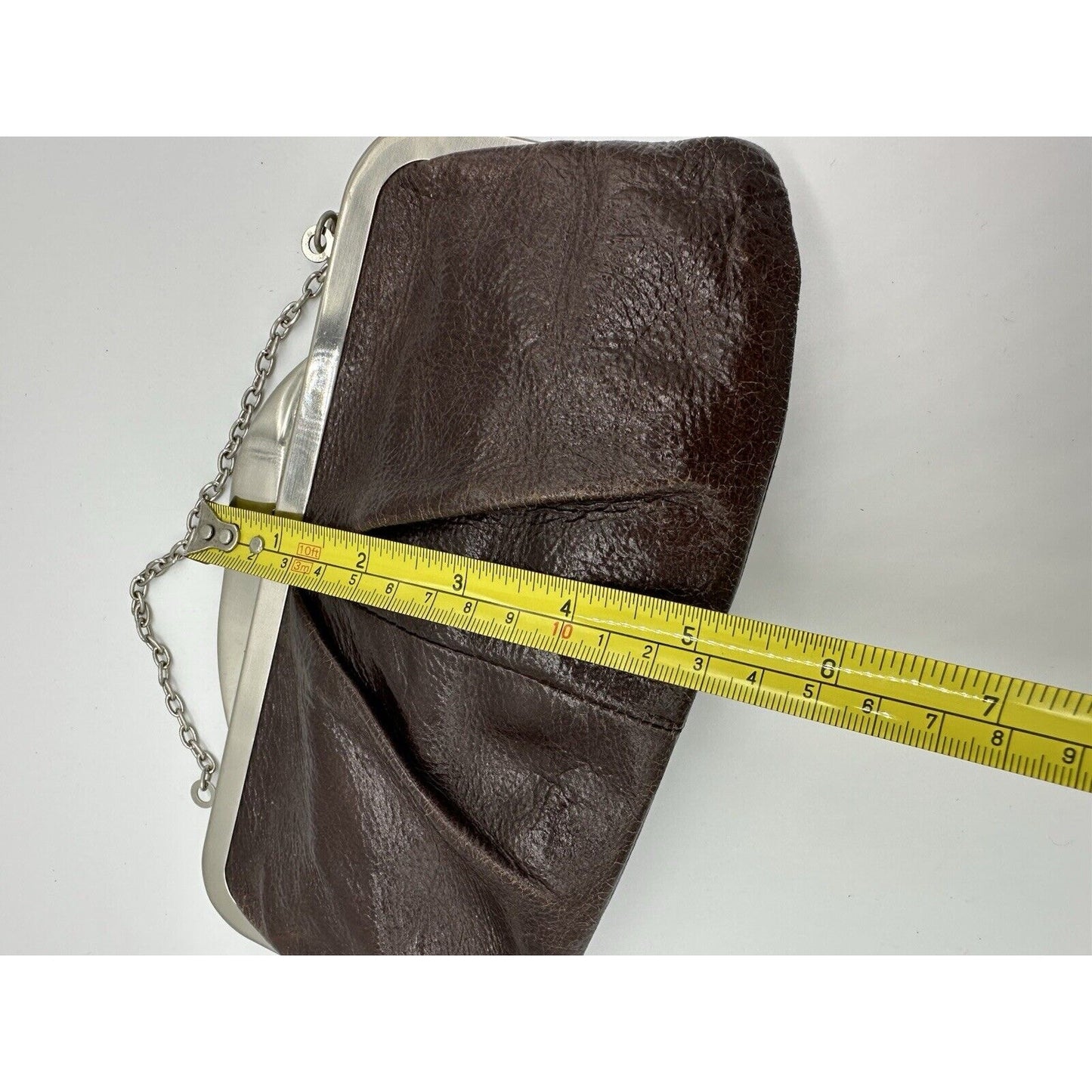 Hobo International Hayley Leather Satchel Clutch Purse Chain Strap Brown Vintage