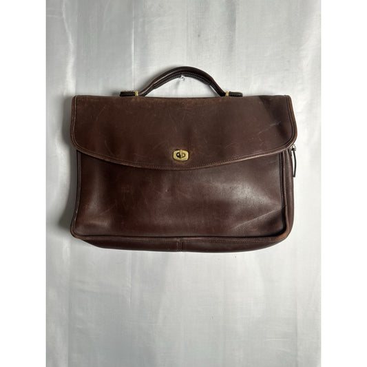 Vintage Coach Lexington Leather Briefcase Turn Lock Chocolate Brown