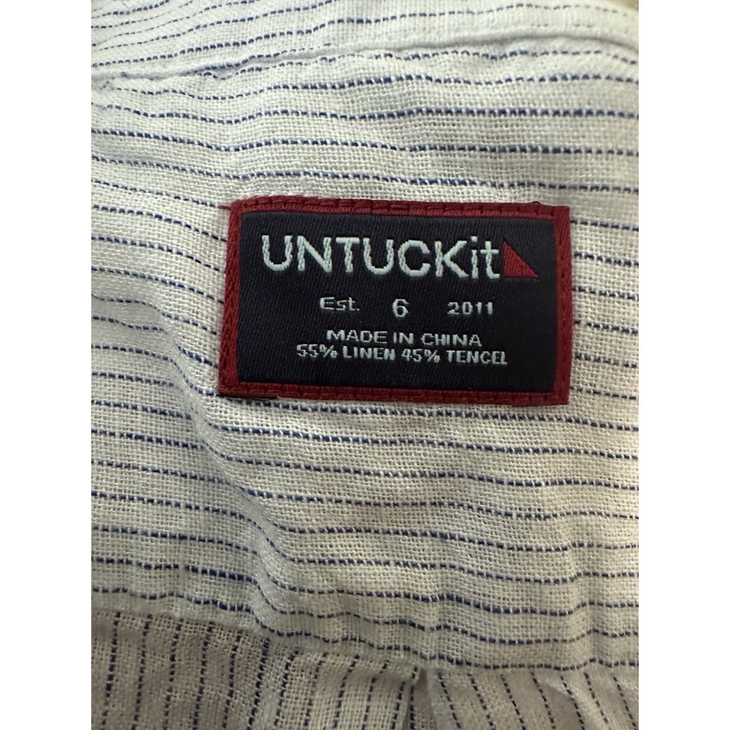 NWT UNTUCKit Linen Blend Angelen Striped Long Sleeve Button Down Shirt Size 0