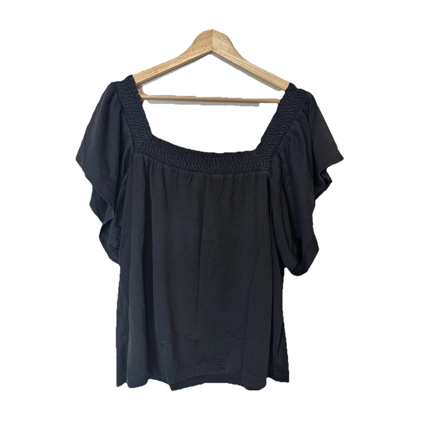 Jcrew Cotton Smocked Top Womens Sz M Flutter Sleeve Preppy Beachy minimalist