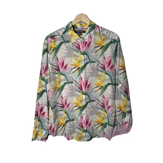 Tommy Bahama Bird De Paradise 100% Silk Top Womens Sz M Tropical Quiet Luxury