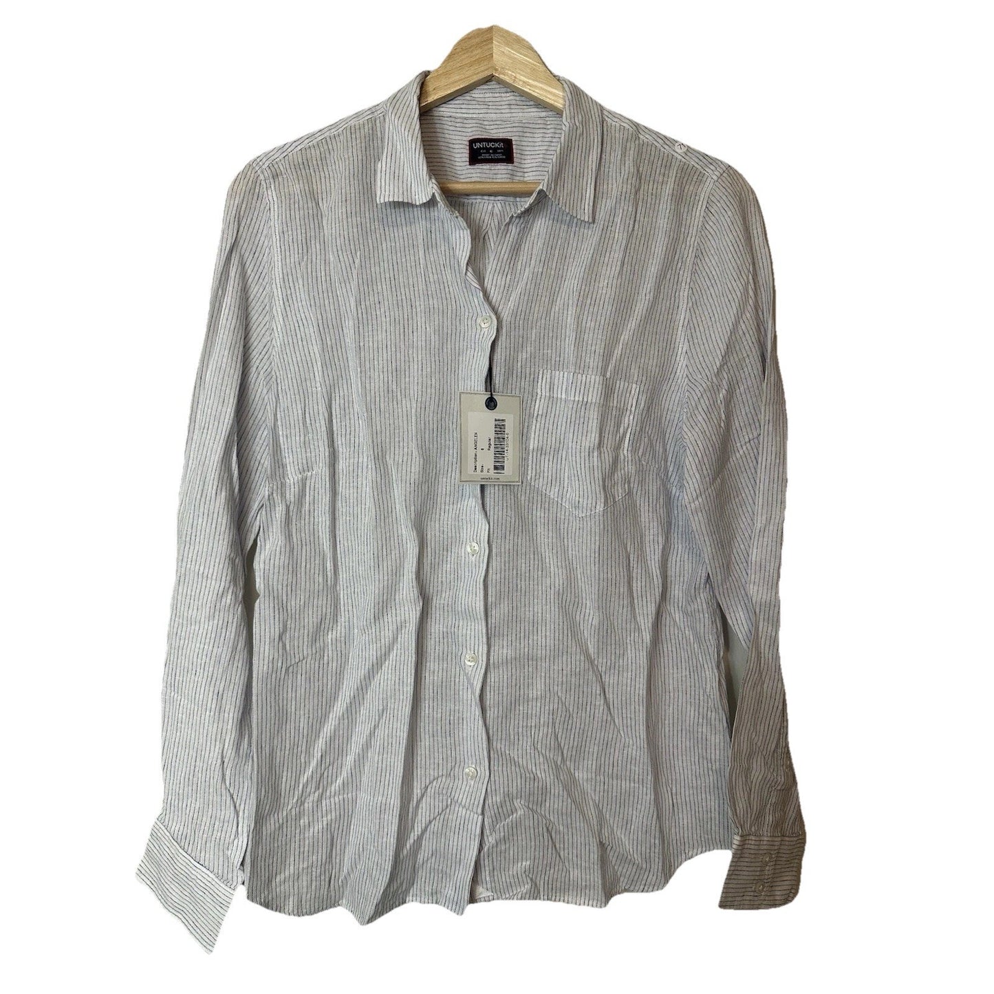 NWT UNTUCKit Linen Blend Angelen Striped Long Sleeve Button Down Shirt Size 0