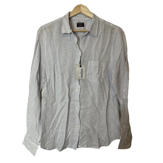NWT UNTUCKit Linen Blend Angelen Striped Long Sleeve Button Down Shirt Size 0