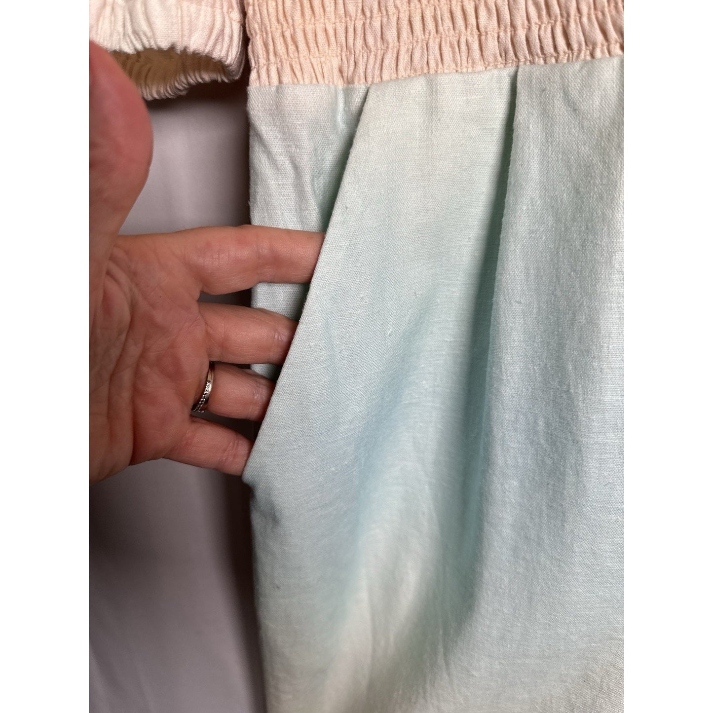 Something Navy Mattie Linen Blend Smacked Jumpsuit Ombre Wide Leg Butter Yellow