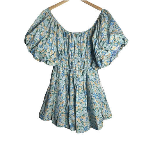 Altar'd State Full Skirt Dress Womens Sz L Puff Sleeve Cottagecore Floral Dance