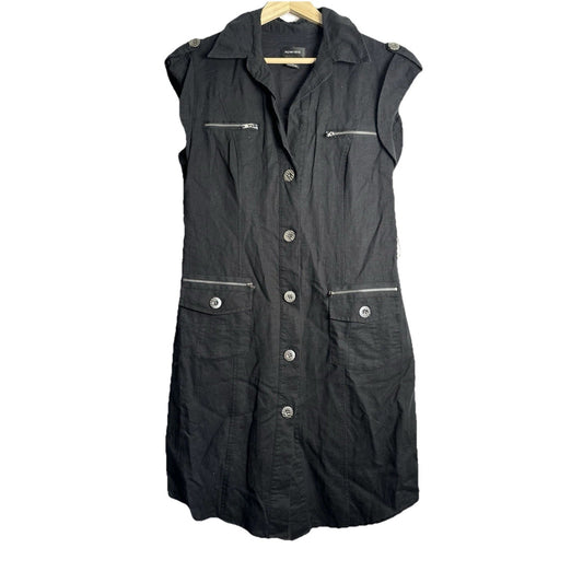 Spense Linen Blend Dress Womens Sz 8 Milatary Goth Steampunk Grunge Gorpcore