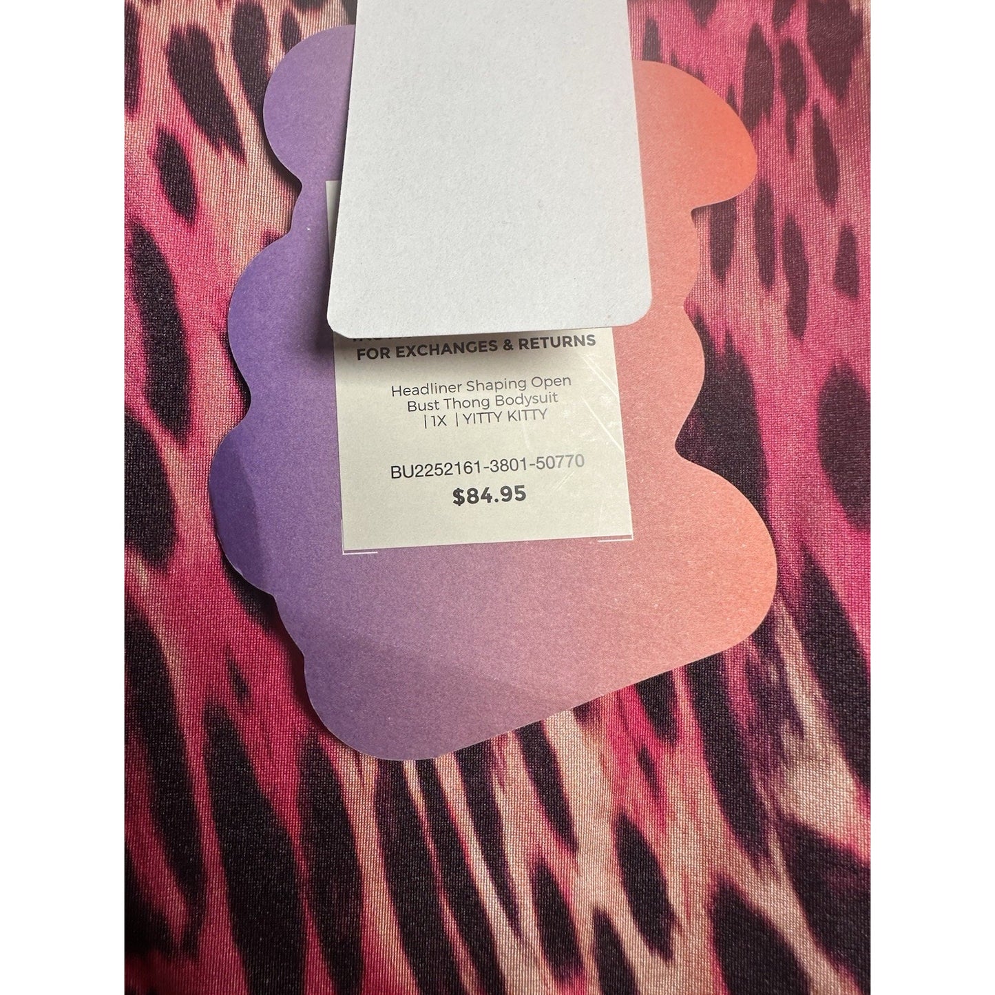 Yitty Kitty Headliner Shaping Open Bust Thong Bodysuit Cheetah Womens Sz 1x