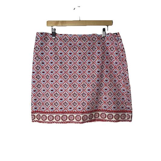 Talbots Mini Skirt Womens Sz 16 Cottagecore Geometric Red White Blue July 4th