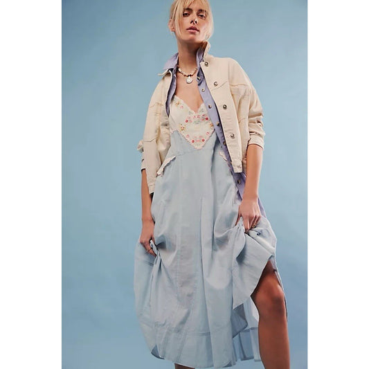 Free People This Or That Midi Dress Womens Sz L $248 Boho Cottagecore Fairycore