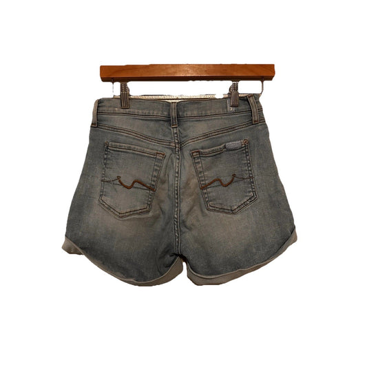 7 For All Mankind Rolled Hem Shorts Womens Sz 24 Light Wash Beachy High Rise