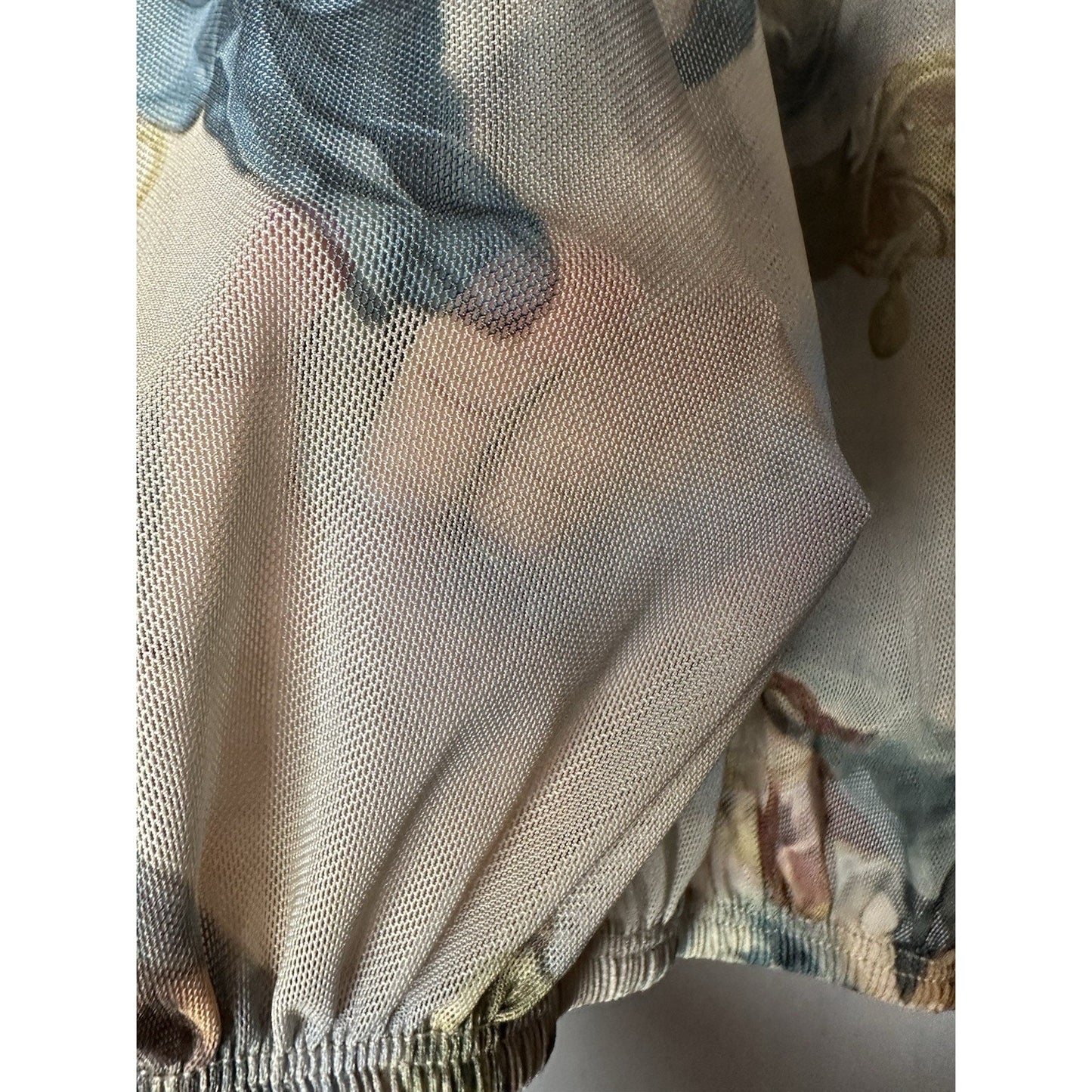 Fashion Nova Mesh All Over Graphic Top Womens Sz M Artsy Art To Wear Cropped
